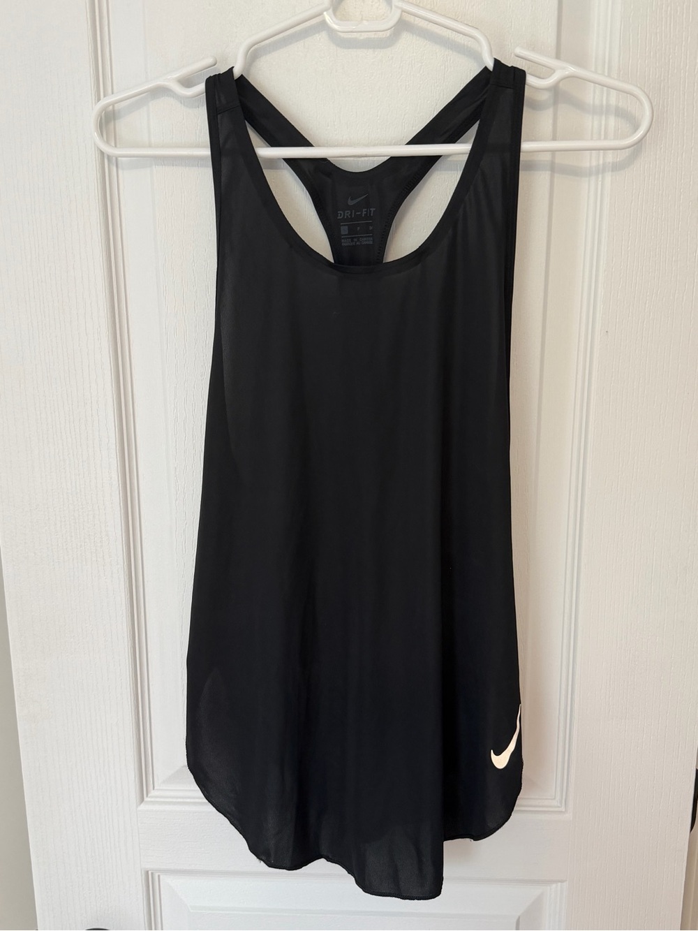 Nike Black Dri-FIT Racerback Tank with White Swoosh